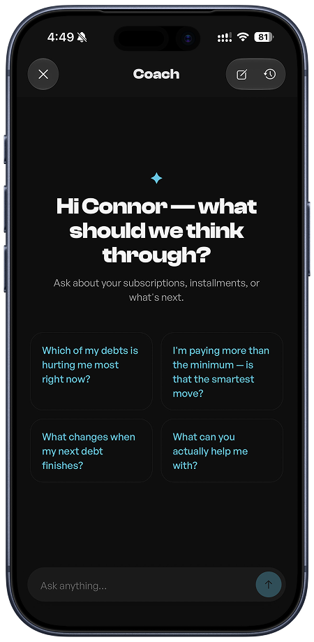 AI Coach chat screen