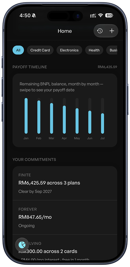 Payoff timeline screen